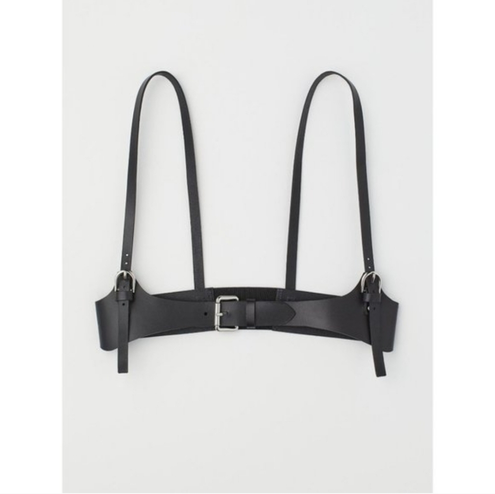 H&M Black Leather harness belt size medium With Silver Metal Buckle